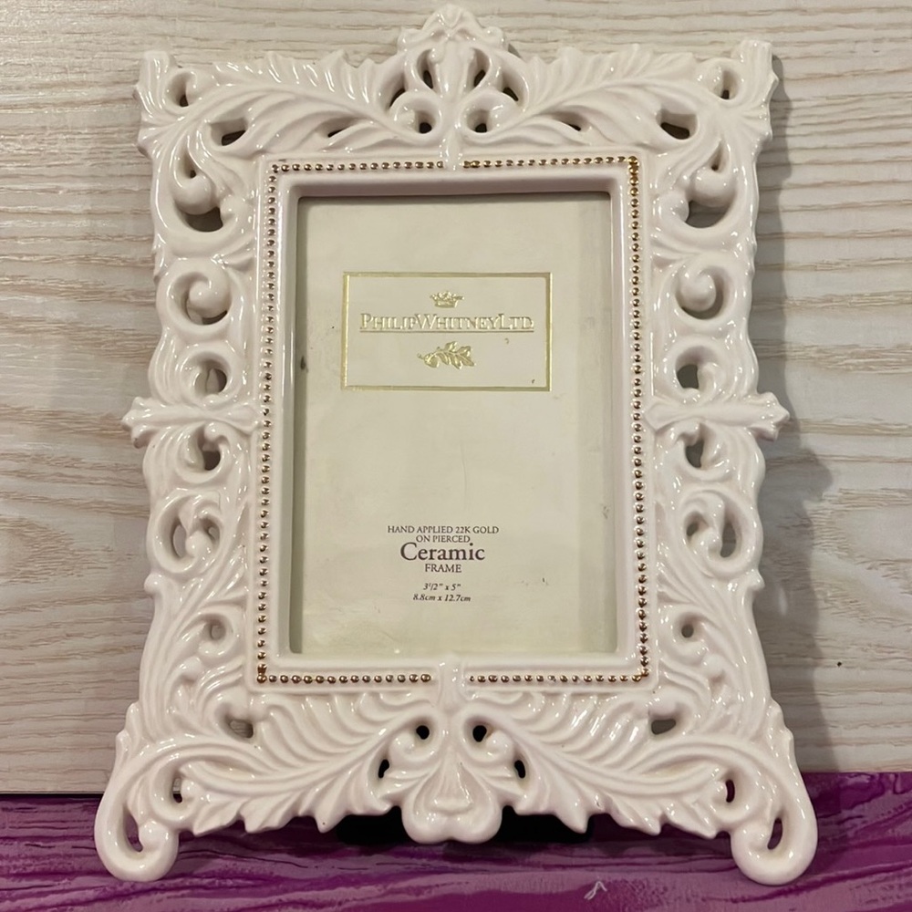 Elegant White Ceramic Photo Frame